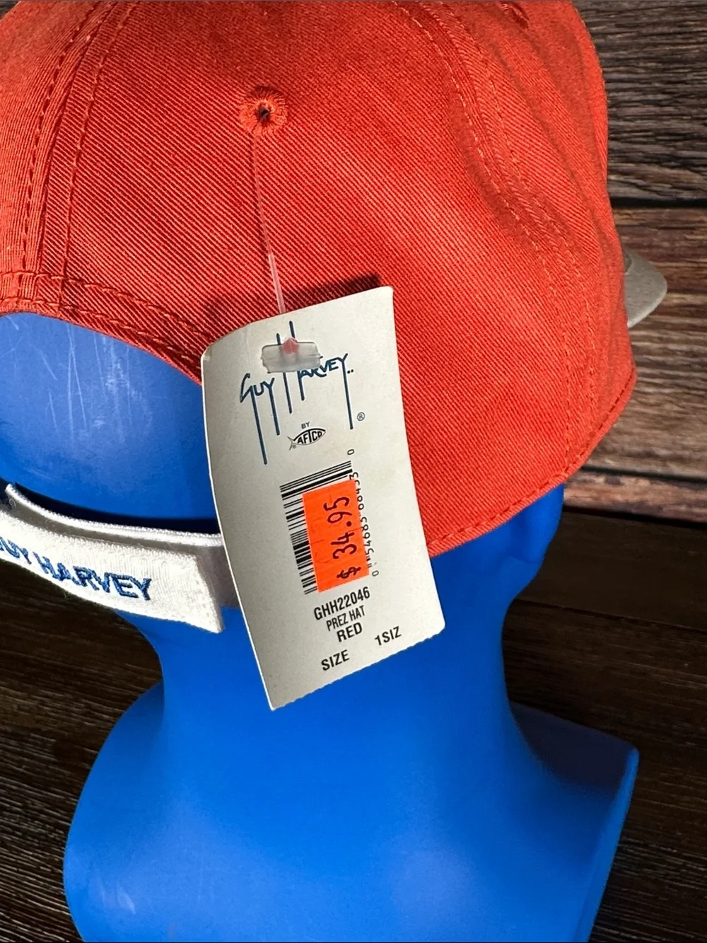 NWT! Guy Harvey Orange Snapback Cap with White Curved Brim and Embroidered Patch